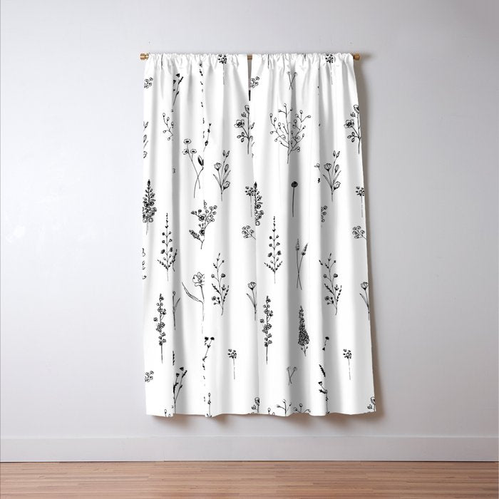 White Wildflowers Pattern Window Curtain Gallery Image 3
