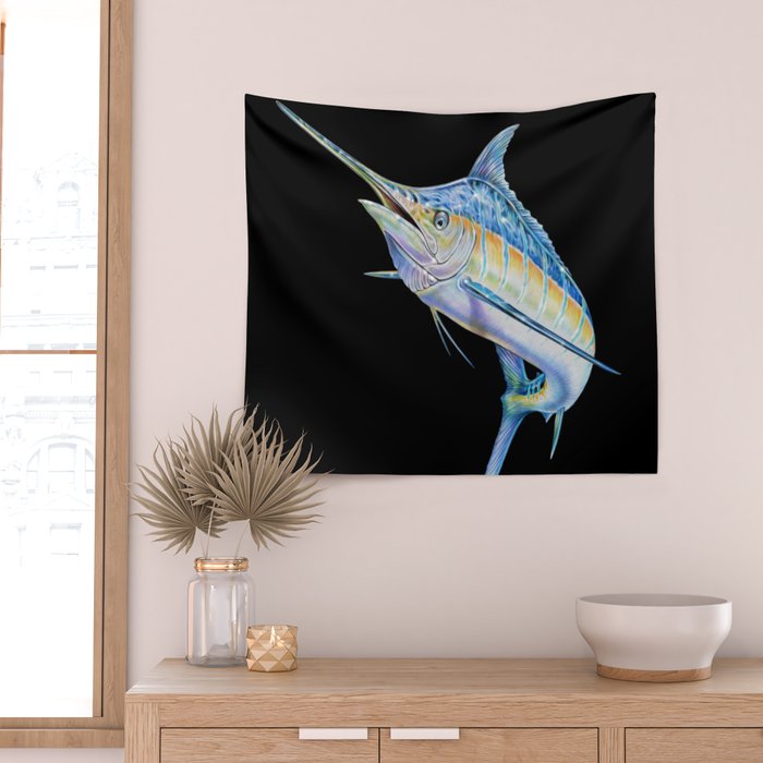 Blue Marlin Wall Tapestry Gallery Image 2