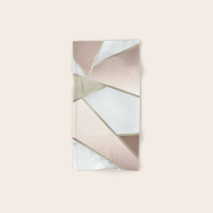 Geometric Art, Rose Gold, Blush Pink, Marble Prints Towels Gallery Image 1