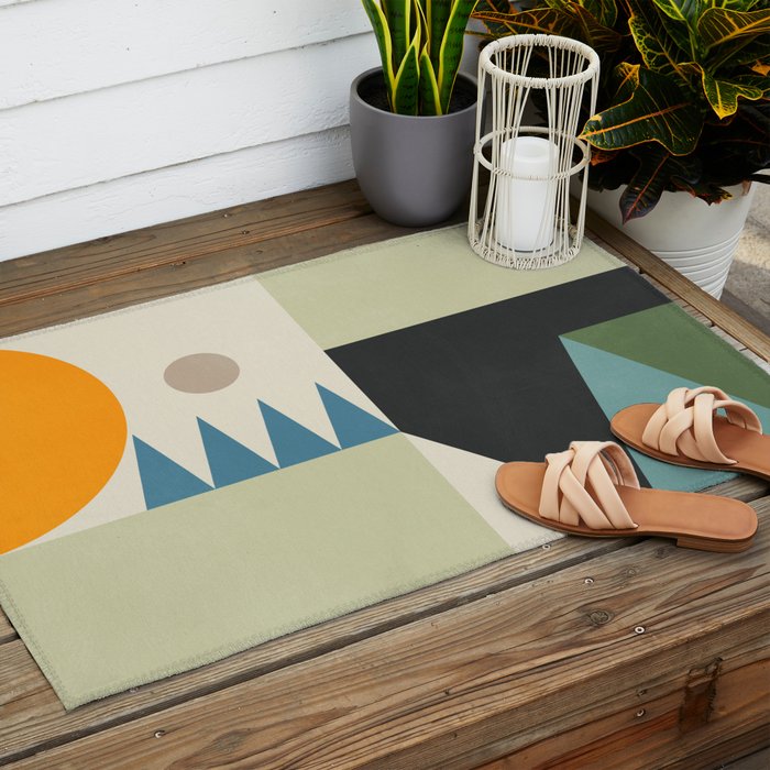 Abstract Geometric Shapes 26 Outdoor Rug Gallery Image 2