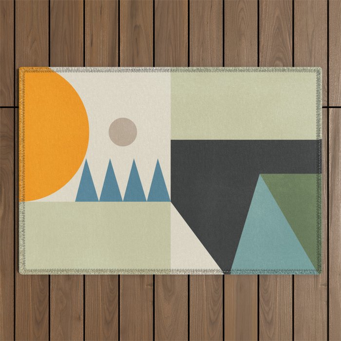 Abstract Geometric Shapes 26 Outdoor Rug Gallery Image 1