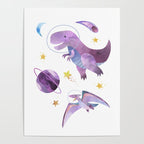 Space T-Rex Dinosaur in Pink Poster Gallery Image 4