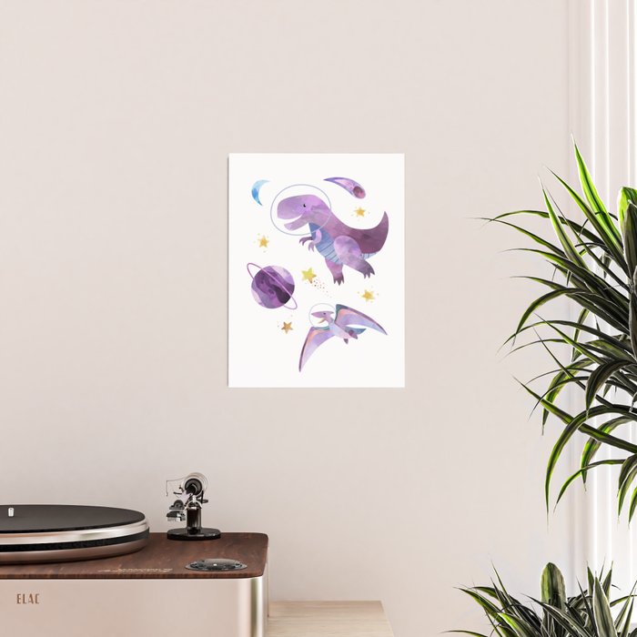 Space T-Rex Dinosaur in Pink Poster Gallery Image 2