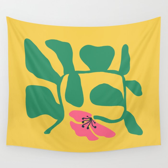 Midcentury Hibiscus 2 Wall Tapestry Gallery Image 1
