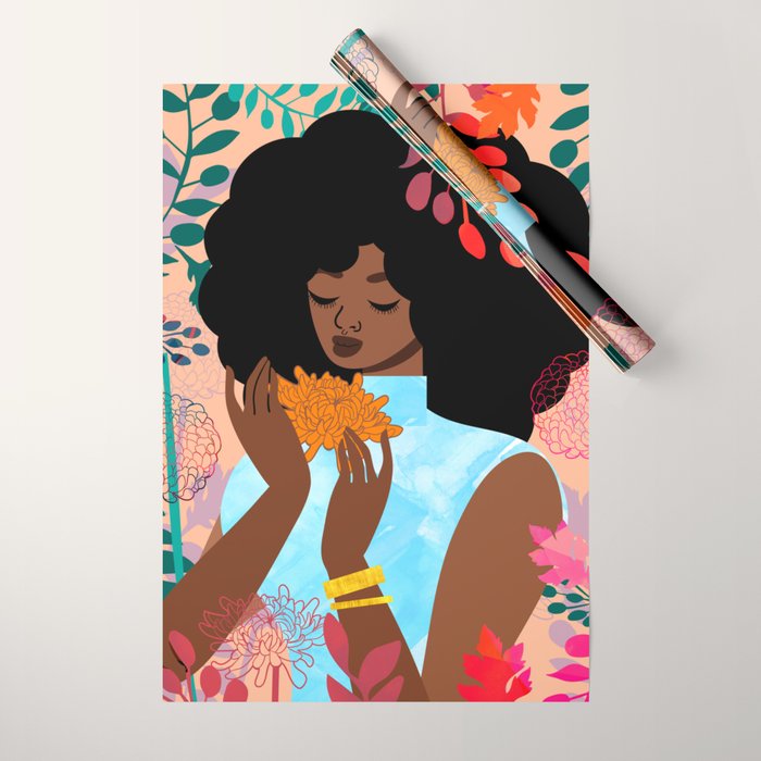 Chrysanthemums in November Wrapping Paper Gallery Image 1