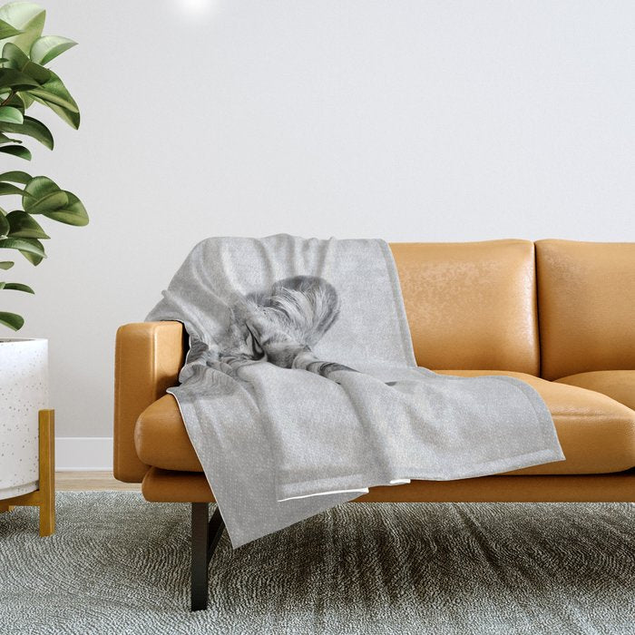 Lioness - Black & White Throw Blanket Gallery Image 1