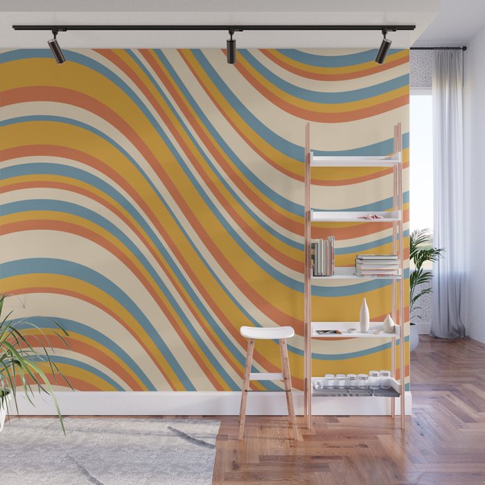 Wavy Stripes XX - Retro Summer Wall Mural Gallery Image 1