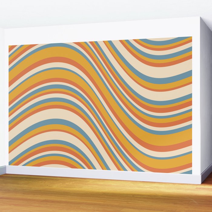 Wavy Stripes XX - Retro Summer Wall Mural Gallery Image 2