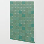 Flux Midcentury Modern Check Grid Pattern in Jade Green Wallpaper Gallery Image 2
