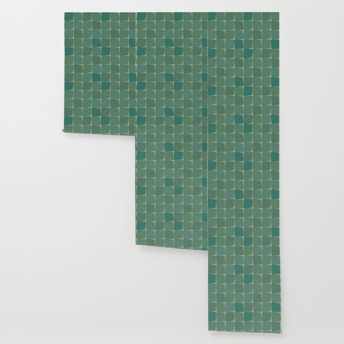 Flux Midcentury Modern Check Grid Pattern in Jade Green Wallpaper Gallery Image 3