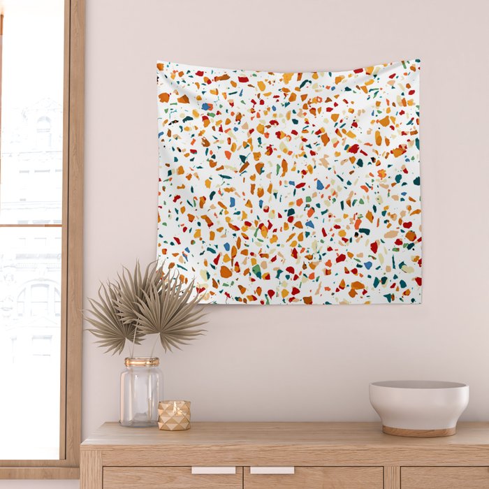 Tan Terrazzo | Eclectic Quirky Confetti Painting | Celebration Colorful Boho Happy Party Graphic  Wall Tapestry Gallery Image 2