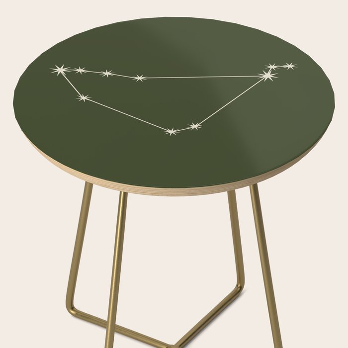 Capricorn Zodiac Star Constellation Line Art Moss Green Side Table Gallery Image 2