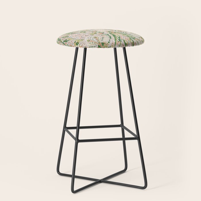 Green Pink Leaf Flower Paisley Stool Gallery Image 1
