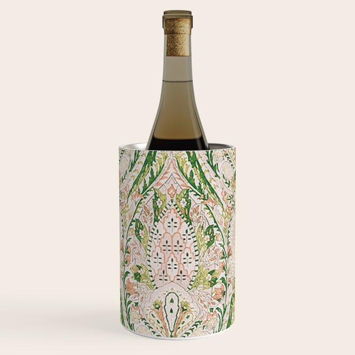 Green Pink Leaf Flower Paisley Wine Chiller Gallery Image 3