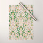 Green Pink Leaf Flower Paisley Wrapping Paper Gallery Image 1