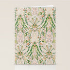 Green Pink Leaf Flower Paisley Stationery Card Gallery Image 2