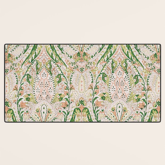 Green Pink Leaf Flower Paisley Desk Mat Gallery Image 3