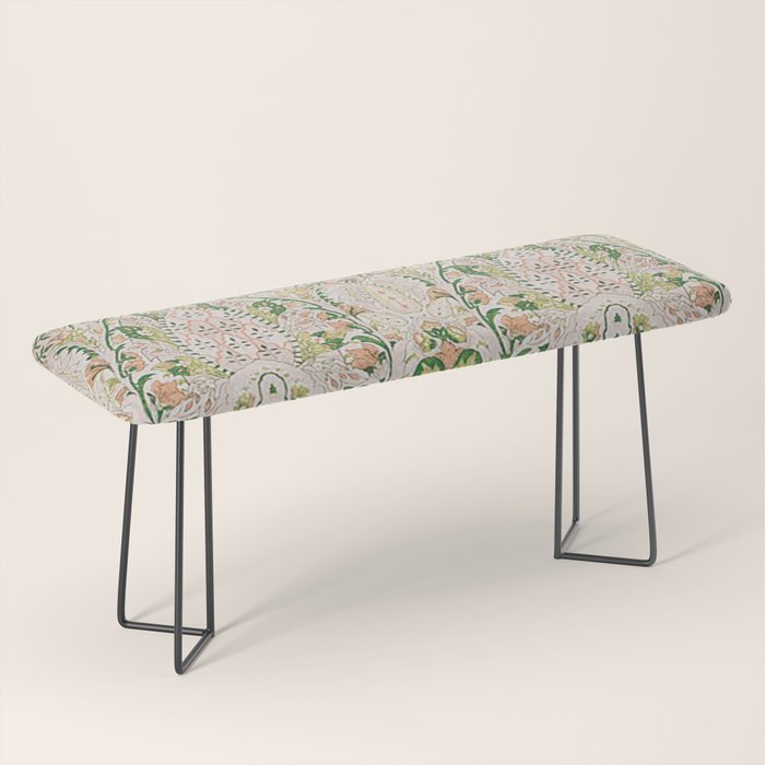 Green Pink Leaf Flower Paisley Bench Gallery Image 1