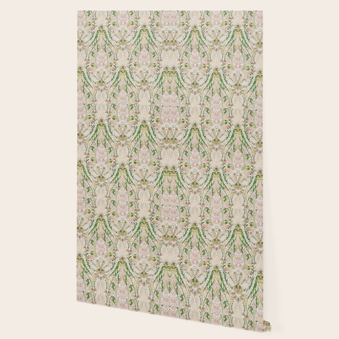 Green Pink Leaf Flower Paisley Wallpaper Gallery Image 2