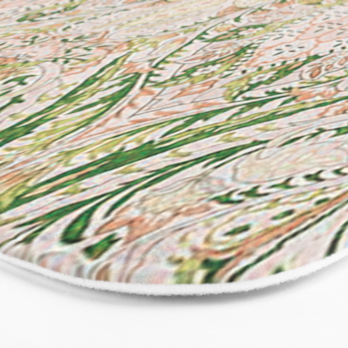 Green Pink Leaf Flower Paisley Bath Mat Gallery Image 3