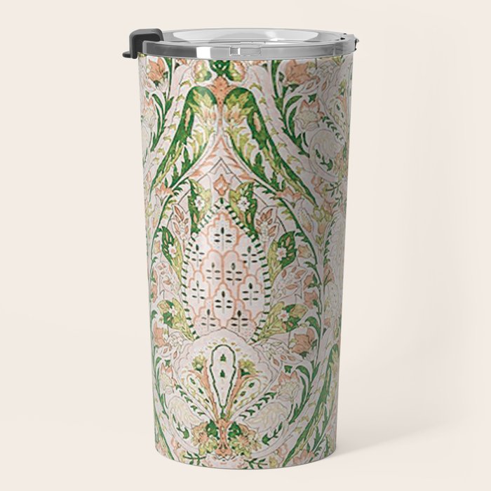 Green Pink Leaf Flower Paisley Travel Mug Gallery Image 3