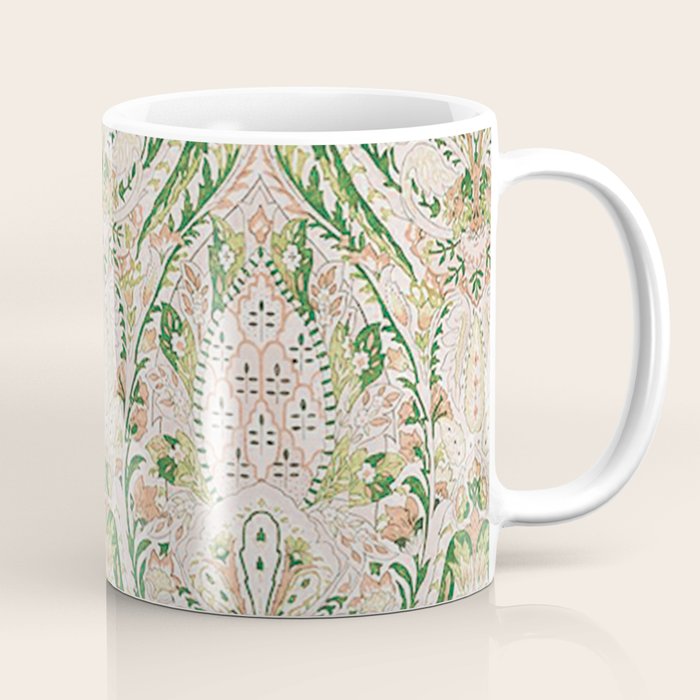 Green Pink Leaf Flower Paisley Coffee Mug Gallery Image 1