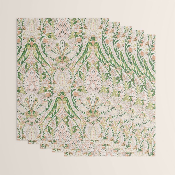 Green Pink Leaf Flower Paisley Wrapping Paper Gallery Image 3