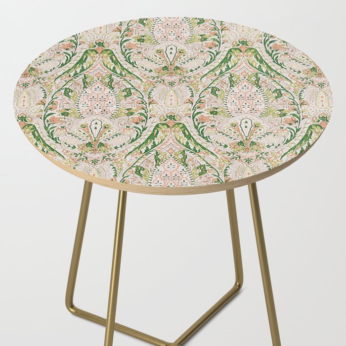 Green Pink Leaf Flower Paisley Side Table Gallery Image 2