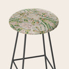 Green Pink Leaf Flower Paisley Stool Gallery Image 2