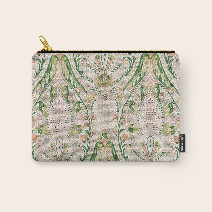 Green Pink Leaf Flower Paisley Carry All Pouch Gallery Image 1