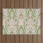 Green Pink Leaf Flower Paisley Outdoor Rug Gallery Image 1