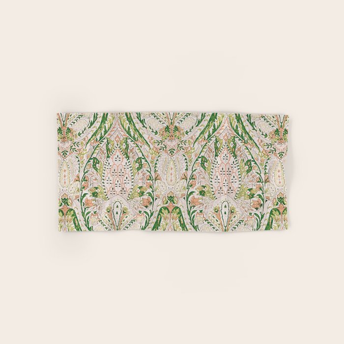 Green Pink Leaf Flower Paisley Bath Towel Gallery Image 1