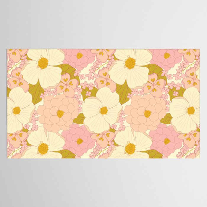 Pink Pastel Vintage Floral Pattern Tablecloth Gallery Image 2