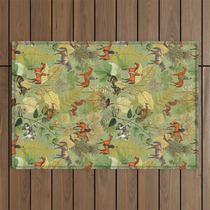 Horseback Riding In The Woods Outdoor Rug Gallery Image 1