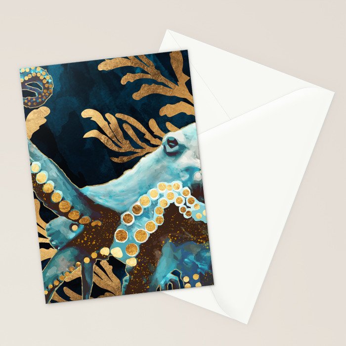 Indigo Octopus Stationery Card Gallery Image 2