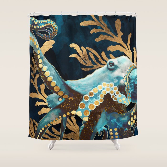 Indigo Octopus Shower Curtain Gallery Image 1