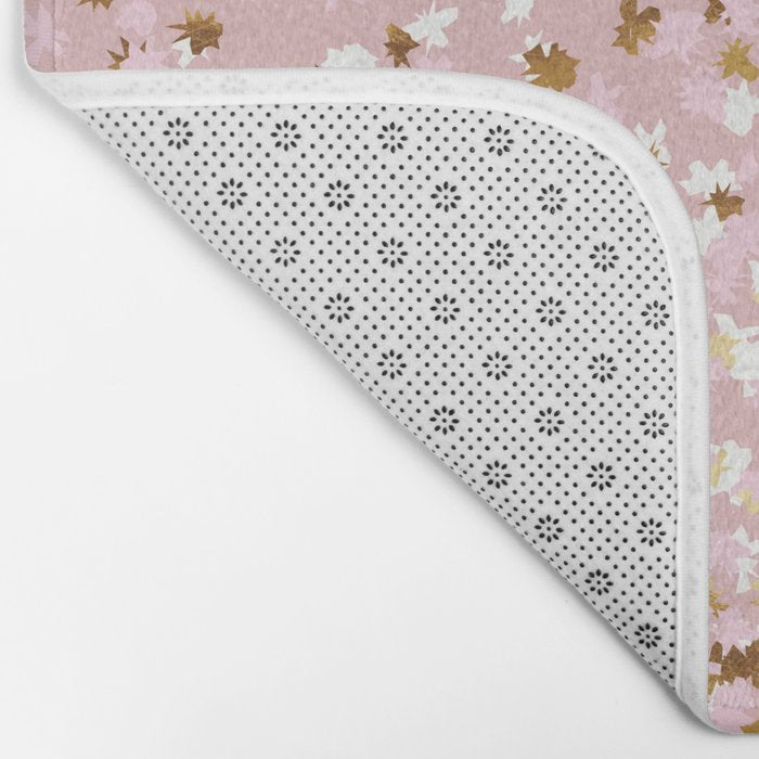 Floating Confetti - Pink Blush and Gold Bath Mat Gallery Image 2