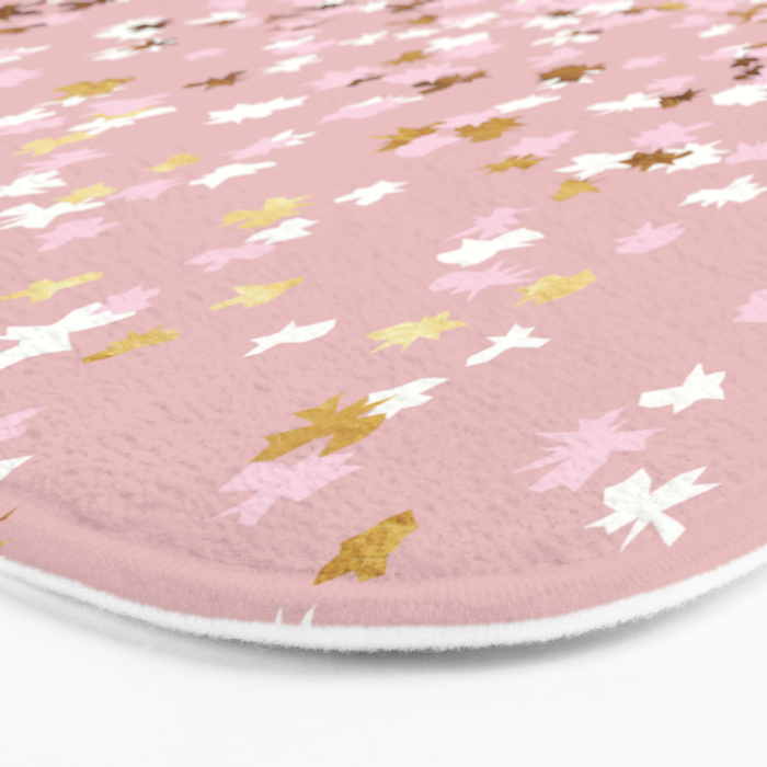 Floating Confetti - Pink Blush and Gold Bath Mat Gallery Image 3