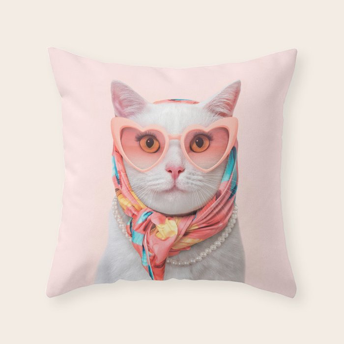 FASHION CAT Throw Pillow Gallery Image 6