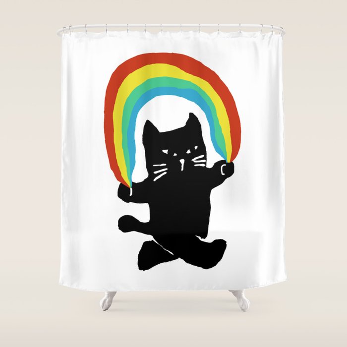 Rainbow cat Shower Curtain Gallery Image 1