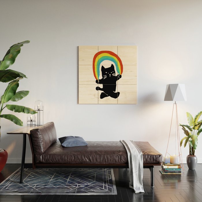 Rainbow cat Wood Wall Art Gallery Image 2