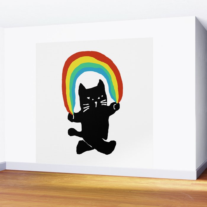 Rainbow cat Wall Mural Gallery Image 2