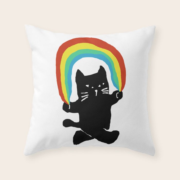 Rainbow cat Throw Pillow Gallery Image 6