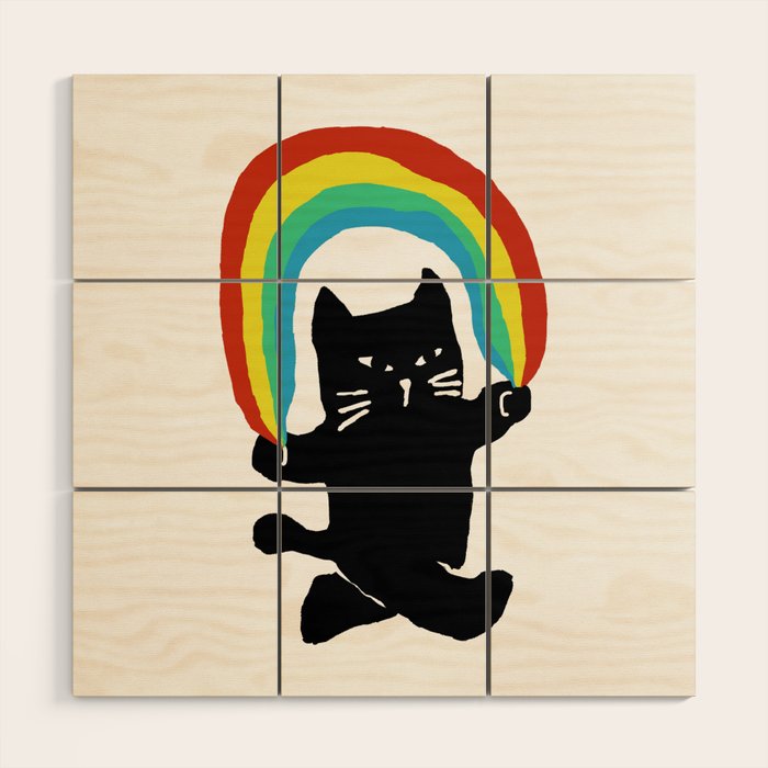 Rainbow cat Wood Wall Art Gallery Image 1