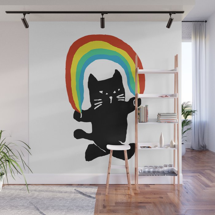 Rainbow cat Wall Mural Gallery Image 1