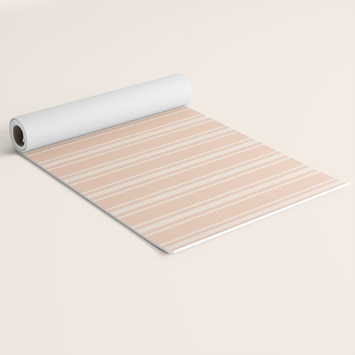 Mediterranean Ticking Stripe Dusty Peach Sand Yoga Mat Gallery Image 2