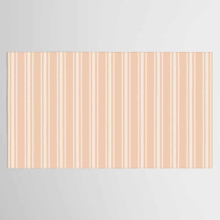 Mediterranean Ticking Stripe Dusty Peach Sand Tablecloth Gallery Image 2