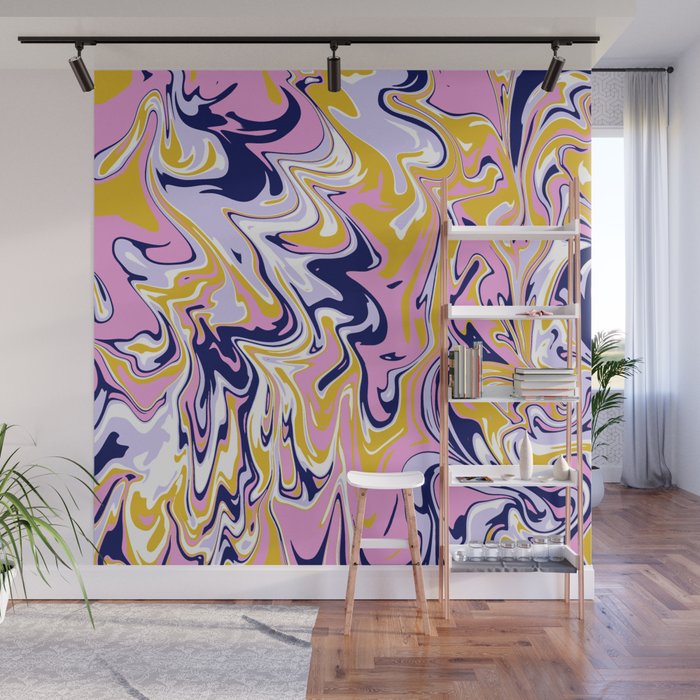 pink, navy & gold marble Wall Mural Gallery Image 1