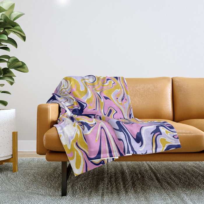 pink, navy & gold marble Throw Blanket Gallery Image 1