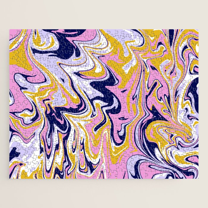 pink, navy & gold marble Jigsaw Puzzle Gallery Image 1
